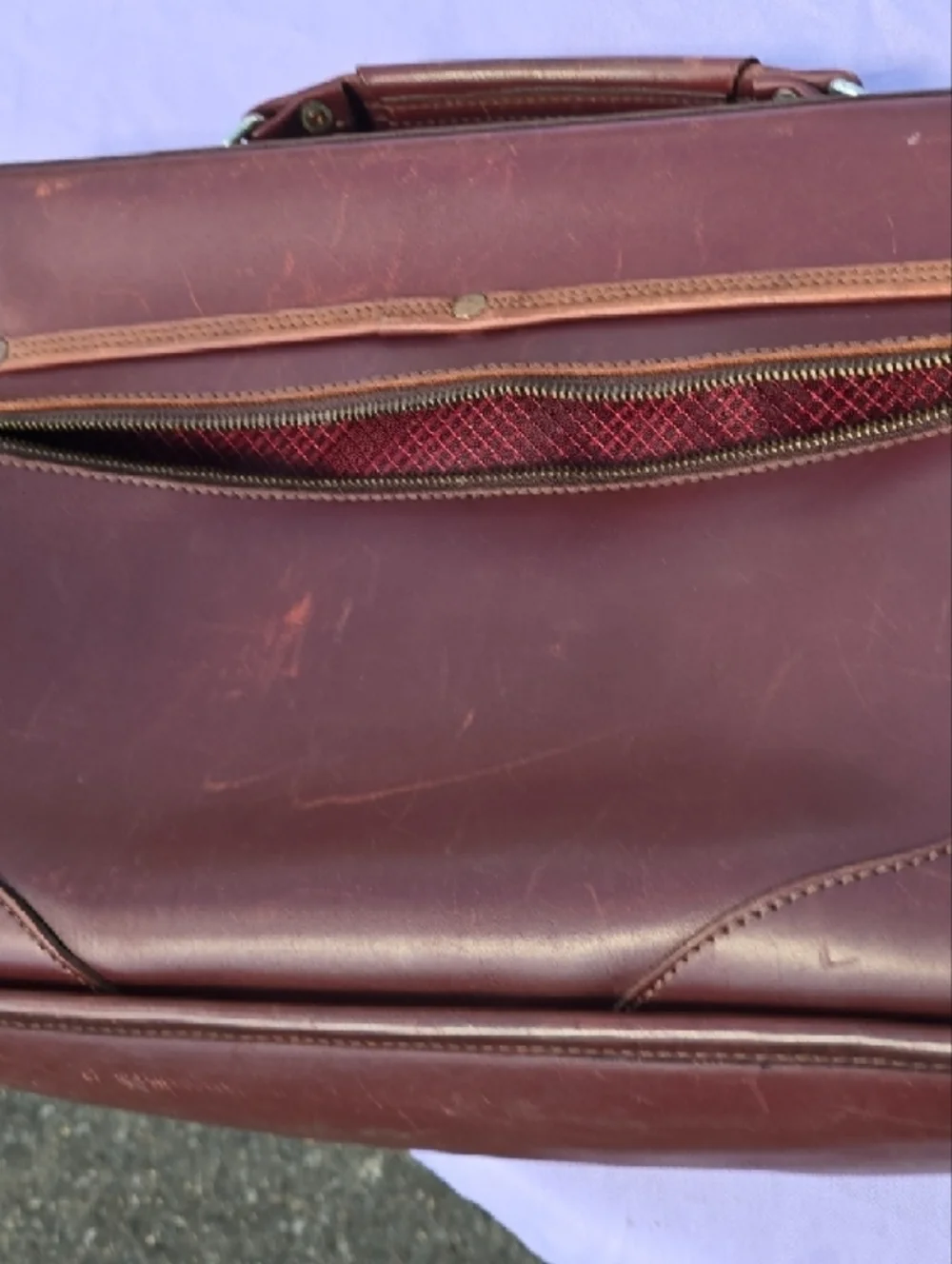 J.W. Hulme Co. Men's Leather Briefcase in Red-Brown